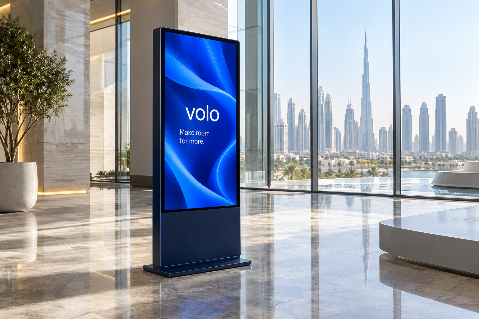 Original volo concept: a freestanding screen in a contemporary commercial foyer